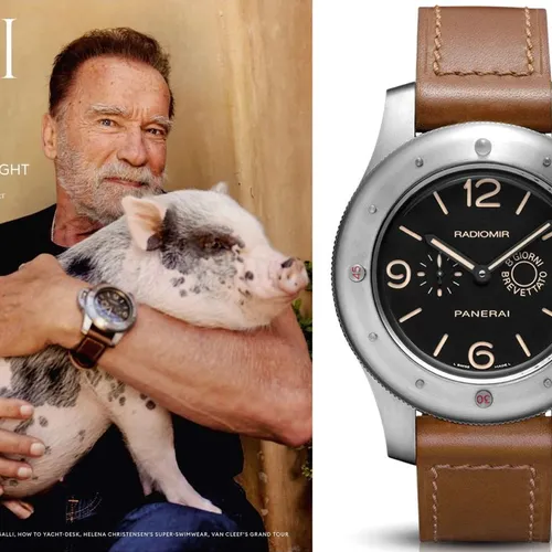 Arnold Schwarzenegger Graces HTSI's August Cover with His Panerai Radiomir Timepiece