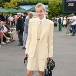Monday Style Inspiration: Emma Corrin in Ralph Lauren Suit and Miu Miu Bag at Wimbledon